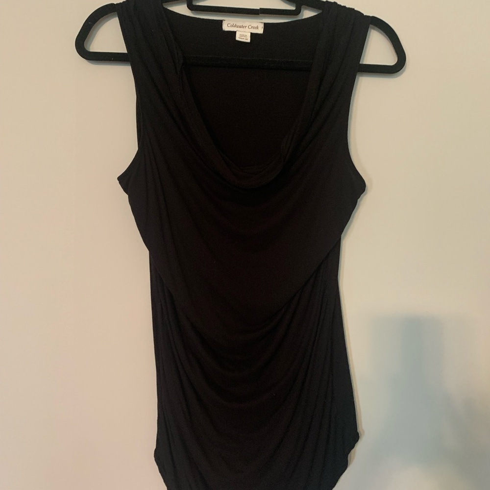 VEUC Sz Med Coldwater Creek sleeveless drape-neck top w/ruching on the sides.